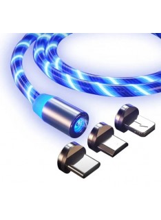 Magnetic USB 360 Degree Rotation 3 in 1 Fast Charging Data Cable