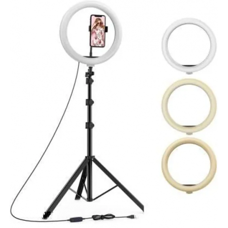 10 inch Ring Light with Tripod Stand 7ft and Phone Holders Compatible with All Smartphones