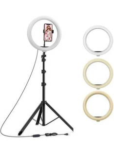 10 inch Ring Light with Tripod Stand 7ft and Phone Holders Compatible with All Smartphones