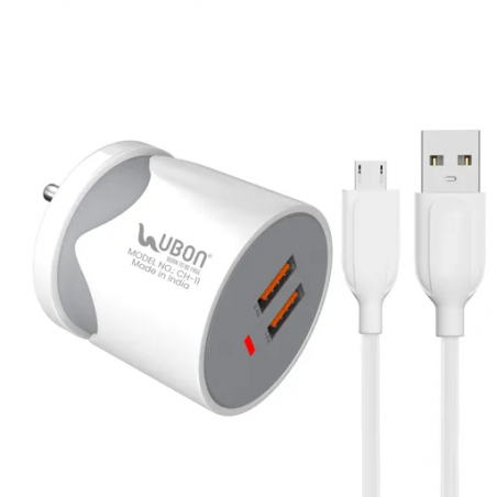 UBON CH-11 Lightweight 2.4 AMP/5V Fast Charging Adapter 12W USB Wall Charger with Quick Charging Data Cable