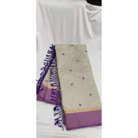 Mirror work cotton saree