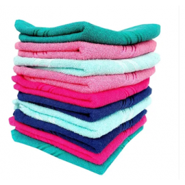 Cotton Plain High Absorbent Hand Towels (Multicolour, Size: 14X21 inch), Set of 4