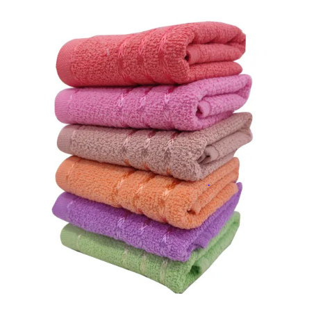 Hand Towels Combo Pack of 6 - Cotton - Size 33x51 CM - Mix Colours