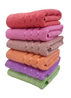 Hand Towels Combo Pack of 6 - Cotton - Size 33x51 CM - Mix Colours