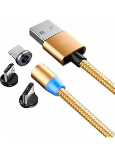 Multi Charging Cable, 3 in 1 Nylon Braided Fast Charging Wire Cord Magnetic Charger USB Cable