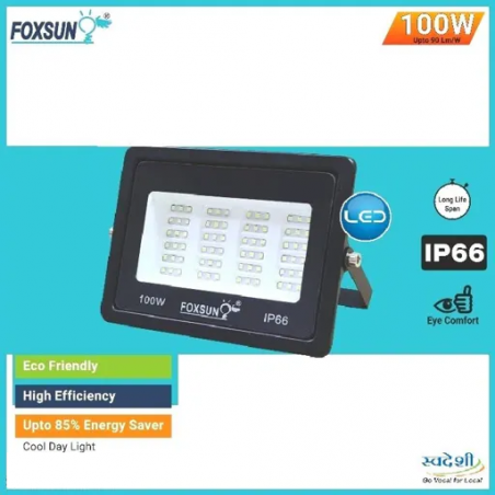 Foxsun 100 Watt LED Flood Light, Waterproof IP66, Cool Day Light, Metal & Glass Body (Pack Of 1)
