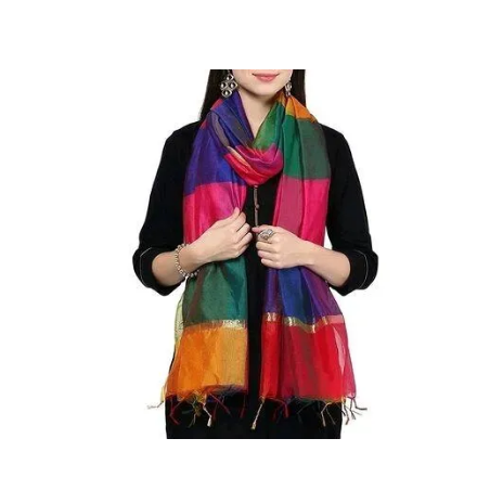 ART SILK DUPATTA FOR WOMENS WITH LATKANS 2..25 MTR CUT