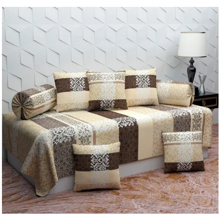 Enterprises presents these supersoft diwan set which contains 1 single bedsheet, 2 bolster covers & 5 cushion covers.