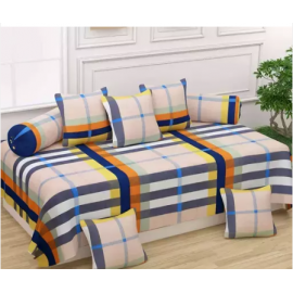 Enterprises presents these supersoft diwan set which contains 1 single bedsheet, 2 bolster covers & 5 cushion covers.