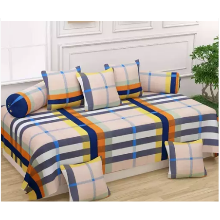 Enterprises presents these supersoft diwan set which contains 1 single bedsheet, 2 bolster covers & 5 cushion covers.
