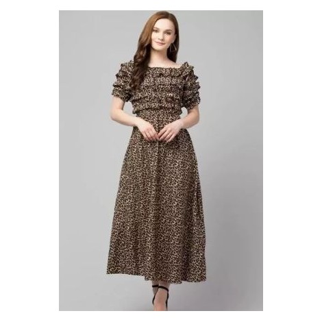 Women Fit and Flare Brown Dresse