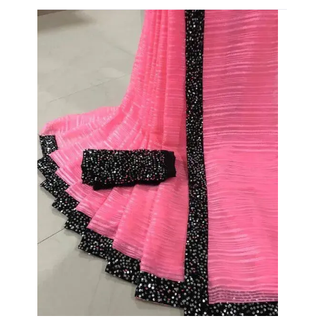 Embroidery Work Saree With Heavy Blouse