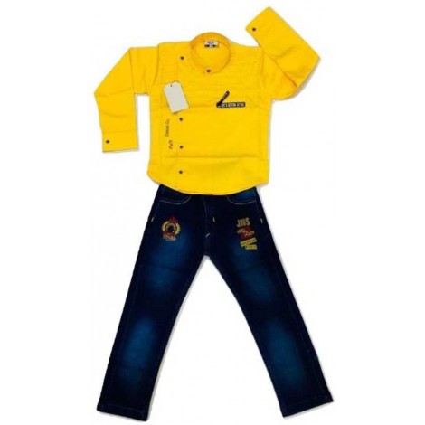 Boys Casual Shirt Jeans  (Yellow)
