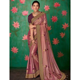 BEAUTY OF PINK SAREE WITH EMBROIDERY WORK