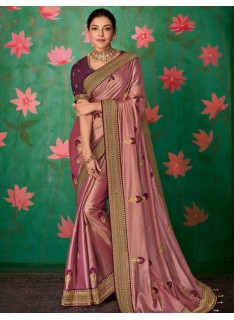 BEAUTY OF PINK SAREE WITH EMBROIDERY WORK
