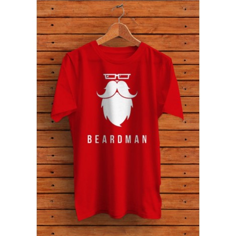 Beardman Men's Half sleeve Solid Cotton Red Round Neck Tees
