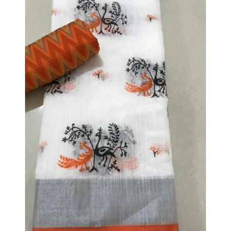 Linen printed saree