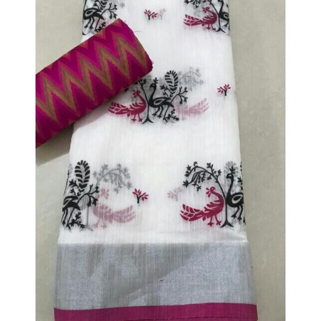 Linen printed saree