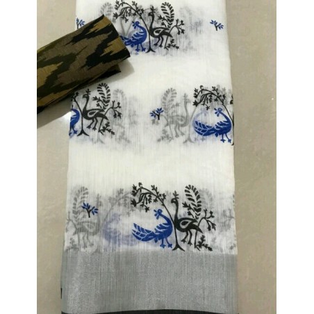 Linen printed saree