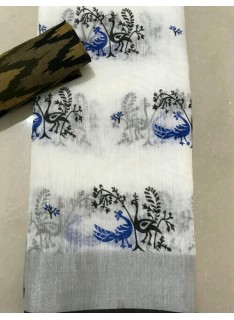 Linen printed saree