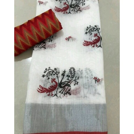 Linen printed saree