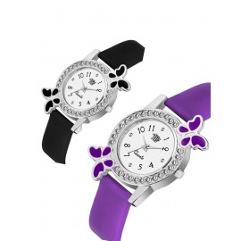 Women Set Of Two Leather Strap Couple Analogue Watch