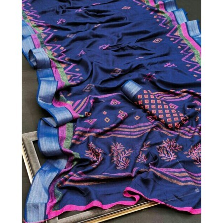 Linen Cotton Printed Saree