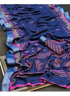 Linen Cotton Printed Saree