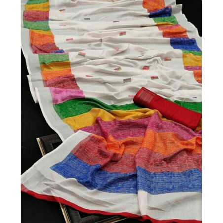 Linen Cotton Printed Saree