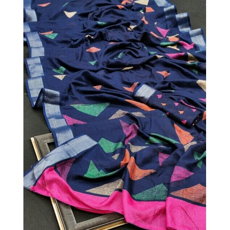Linen Cotton Printed Saree