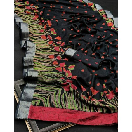 Linen Cotton Printed Saree
