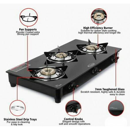 Glass Top 3 Gas Stove