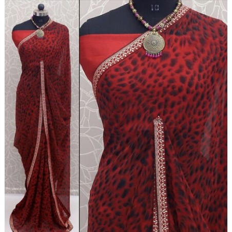 Tiger Print Georgette saree