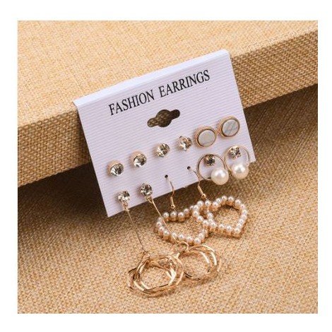 American Circle Pearl Earrings 6 Piece Set